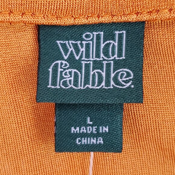 Wild Fable Orange Button Up Short Sleeve Stretchy Drape Detail Dress NEW Size L - Picture 9 of 13